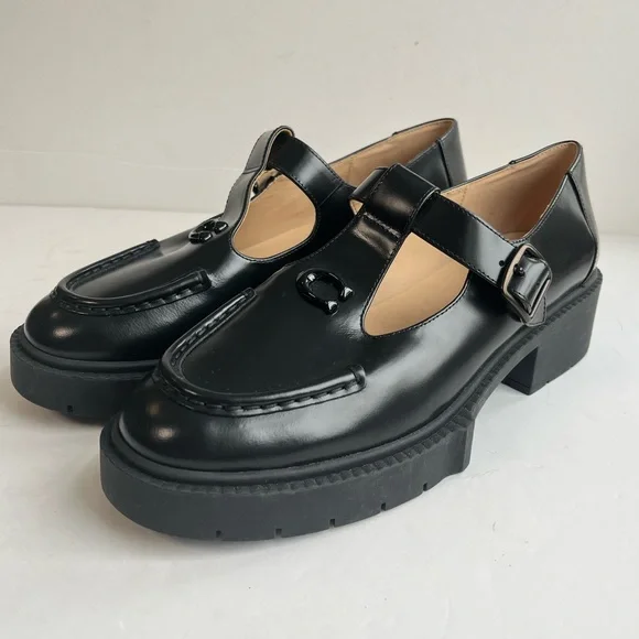 Coach Liv Lug Sole Mary Jane Black Women's Loafers size 9B - Picture 1 of 11